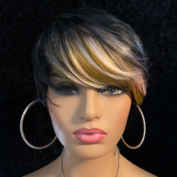 Fun & Classic Short Multi Color Synthetic Wig for Everyday Wear or Events - Picture 6 of 6